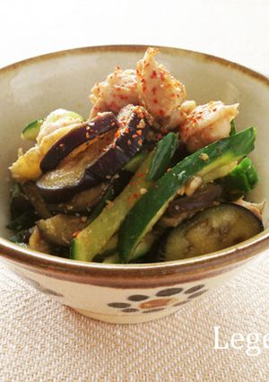 鶏肉茄子きゅうりのショウガ醤油ごま和え-レシピのメイン写真