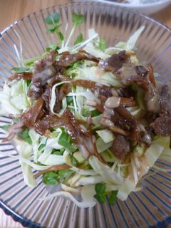 サラダ(牛肉の佃煮をトッピング)-レシピのメイン写真