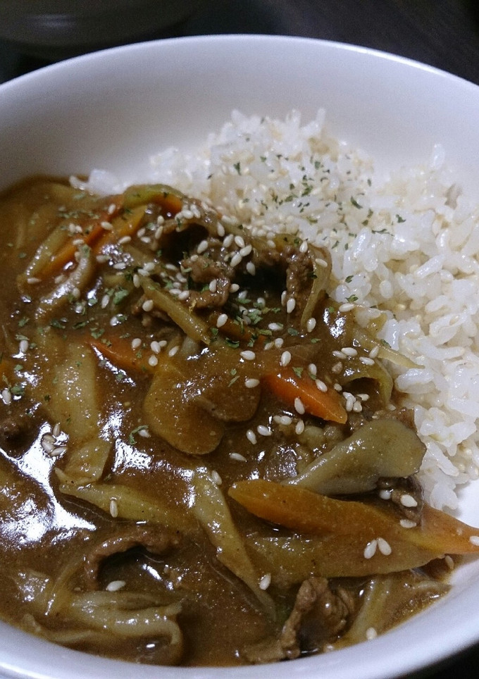 ゴボウとキノコの和風カレーライス♪-レシピのメイン写真