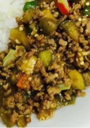 焼肉のタレで♪白ナスと合挽き肉のそぼろ丼-レシピのメイン写真