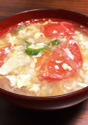 夏に♪トマトとオクラのかきたまスープ-レシピのメイン写真