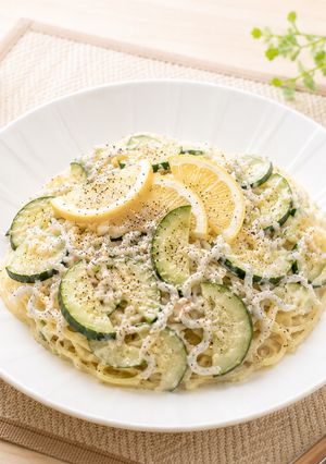 生クリーム不使用！夏野菜とシラスのクリームパスタ-レシピのメイン写真