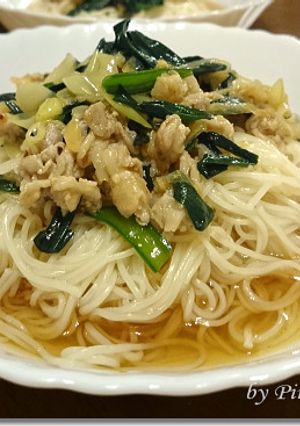 夏バテ予防に！冷やしスタミナ素麺-レシピのメイン写真