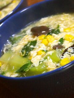 ♡青梗菜とコーンのとろとろ卵スープ♡-レシピのメイン写真