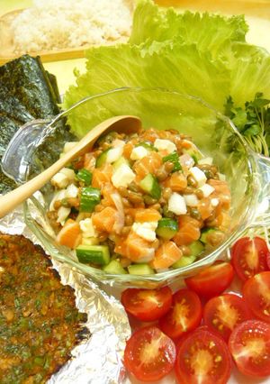 ノルウェーサーモン納豆で華やか手巻き-レシピのメイン写真