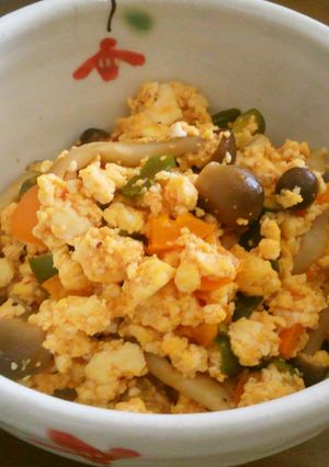 冷凍トマトで炒り豆腐♪しめじピーマンで-レシピのメイン写真