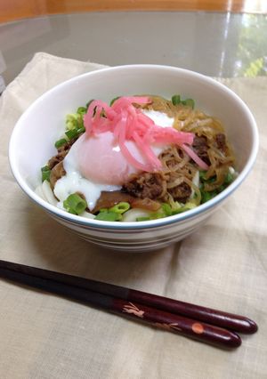 ☆ファミコレで楽♬温玉ぶっかけ肉うどん☆-レシピのメイン写真