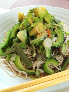 ゴーヤーと山菜・アボカドの冷やし蕎麦-レシピのメイン写真