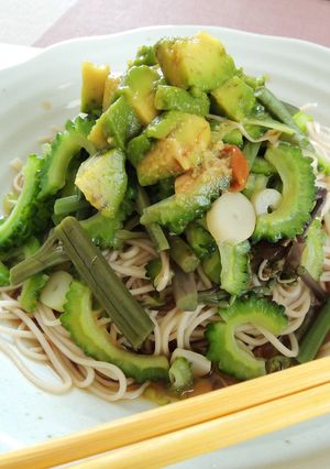 ゴーヤーと山菜・アボカドの冷やし蕎麦-レシピのメイン写真