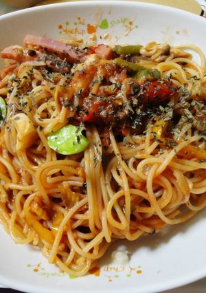 野菜ベーコンミートスパ-レシピのメイン写真