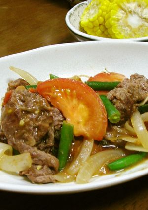 ワンルームご飯★牛肉トマト炒め-レシピのメイン写真