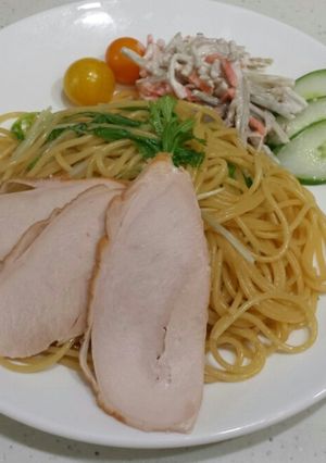 ファミコレランチ☆鶏肉と水菜の和風パスタ-レシピのメイン写真