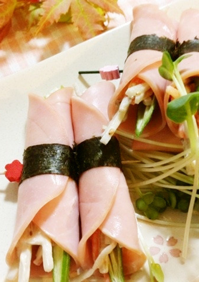 ごぼうサラダのおつまみハム巻き-レシピのメイン写真
