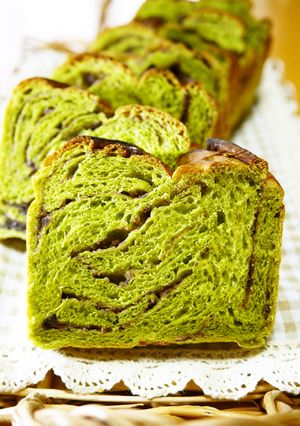 粒あん抹茶三つ編みあん食パン（HB生地）-レシピのメイン写真