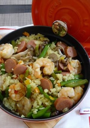 ストウブで簡単カレー風味のパエリア-レシピのメイン写真