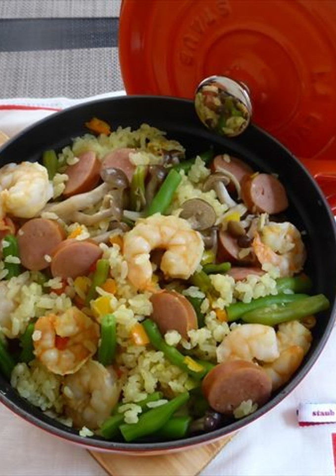 ストウブで簡単カレー風味のパエリア-レシピのメイン写真