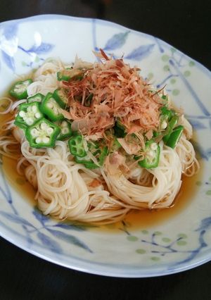 １人ランチに☆オクラのぶっかけ素麺-レシピのメイン写真