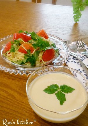 ヴィシソワーズでつけ麺風＊冷製パスタ-レシピのメイン写真