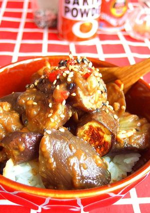 肉なし◆甘辛納豆味噌の痲婆なす丼-レシピのメイン写真