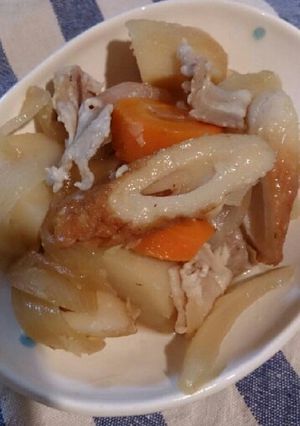 ☆ファミコレつゆの素×じゃがのちくわ煮-レシピのメイン写真