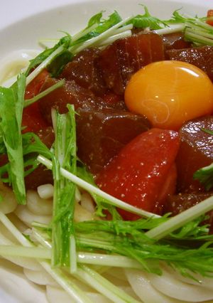 マグロのユッケ風冷やしうどん-レシピのメイン写真