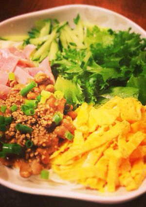 夏にぴったり*納豆冷やしサラダソーメン-レシピのメイン写真