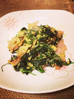 ほうれん草とハム&卵のバジル炒め-レシピのメイン写真