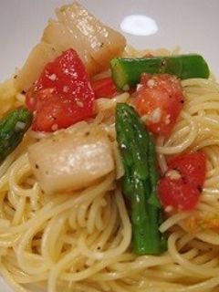 ホタテとトマトの塩レモン冷製パスタ-レシピのメイン写真