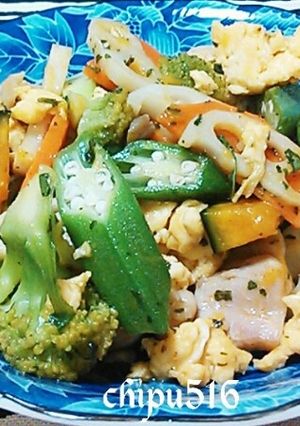 簡単 夏バテ解消!彩り野菜のバジル炒め-レシピのメイン写真