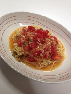 トマツナのちょい辛冷製パスタ-レシピのメイン写真
