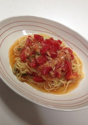 トマツナのちょい辛冷製パスタ-レシピのメイン写真