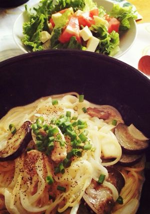茄子と鶏肉の和風クリームパスタ-レシピのメイン写真