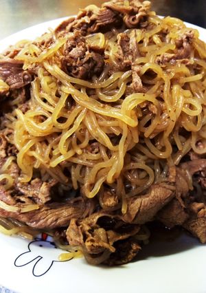 ヘルシー甘くない*牛肉と糸こんの炒め煮*-レシピのメイン写真