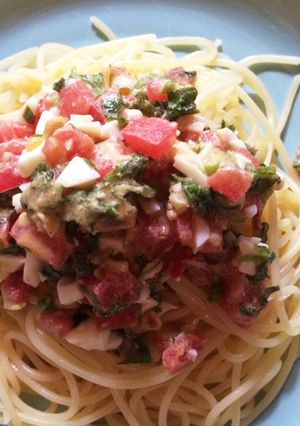オボベジタリアンの冷製薬味パスタ-レシピのメイン写真