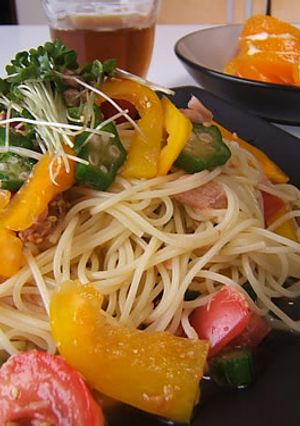 ツナと彩り野菜の和風冷製パスタ-レシピのメイン写真