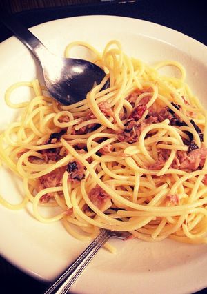 時短！簡単！ツナと梅しそのパスタ-レシピのメイン写真