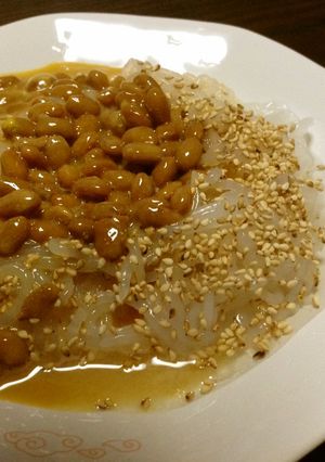 ヘルシーで美味しいよ★白滝の卵味噌納豆-レシピのメイン写真