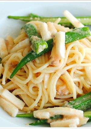 夏バテに辛子明太子のネバネバ系冷製パスタ-レシピのメイン写真