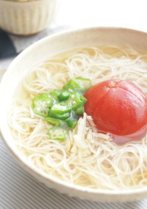 *トマトとオクラの生姜そうめん*-レシピのメイン写真