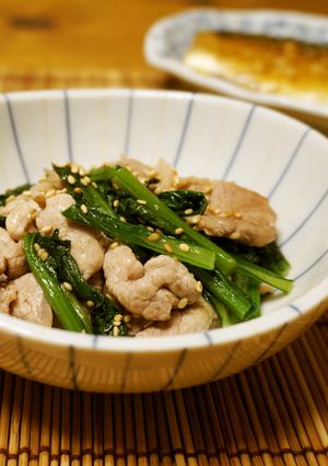 小松菜と塩麹漬け豚肉の炒め物-レシピのメイン写真
