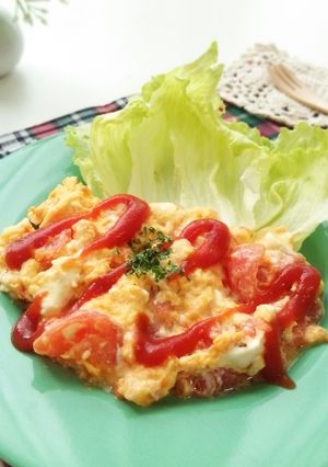 トマトとろける♡チーズスクランブルエッグ-レシピのメイン写真
