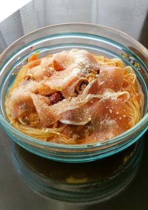 冷製ミネストローネスープパスタ-レシピのメイン写真