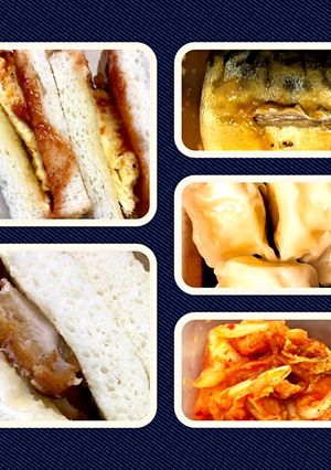 男弁当１5分 オムレツ＆唐揚げサンド-レシピのメイン写真