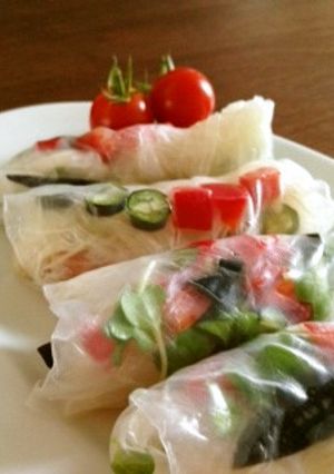 簡単生春巻！紫とうがらしや冷蔵庫の野菜で-レシピのメイン写真