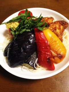 揚げなすのっけ冷やしそうめん-レシピのメイン写真