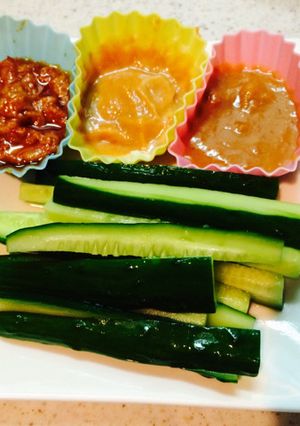 夏!きゅうりを3種類の味噌に付けて-レシピのメイン写真