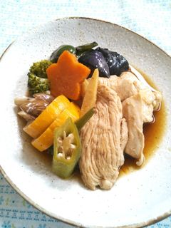 夏野菜と鶏胸肉の揚げ浸し*焼き浸し-レシピのメイン写真