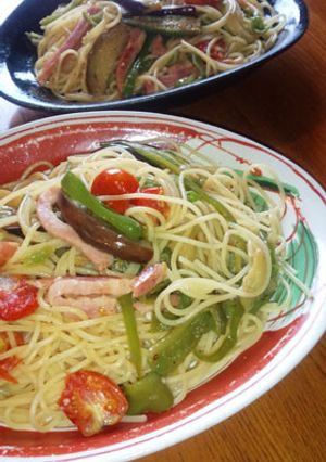 ベーコンと夏野菜いっぱいパスタ-レシピのメイン写真