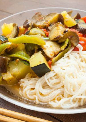 さっぱり蒸夏野菜アンチョビそうめん-レシピのメイン写真