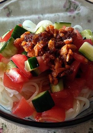 超簡単☆食べるラー油と野菜のぶっかけ素麺-レシピのメイン写真